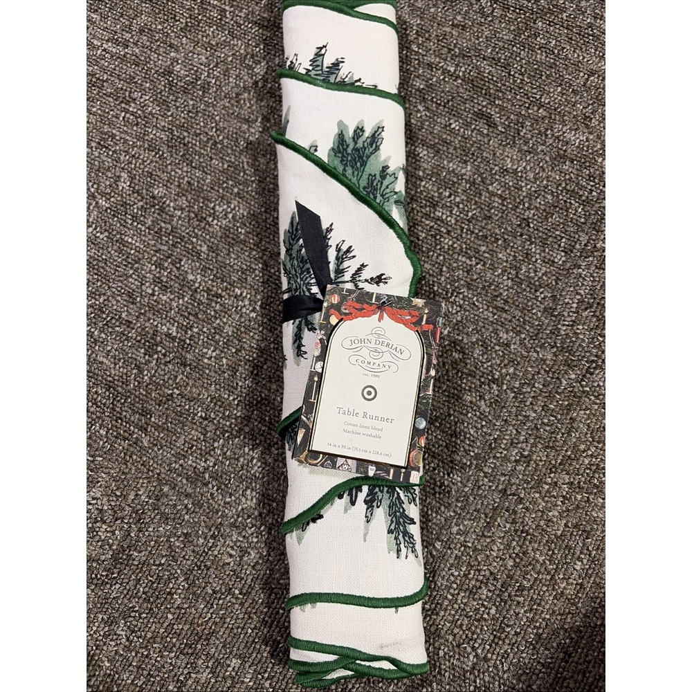 John Derian Pine Tree Table Runner Thanksgiving Christmas Holidays 90"x14"